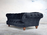 Oskar 2 Seat Chesterfield Sofa In Indigo Vintage Velvet