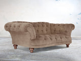 Oskar 2 Seat Chesterfield Sofa In Mocha Vintage Velvet
