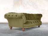 Oskar 2 Seat Chesterfield Sofa In Moss Lush Velvet