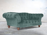 Oskar 2 Seat Chesterfield Sofa In Ocean Storm Vintage Velvet