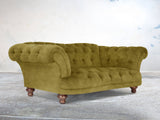 Oskar 2 Seat Chesterfield Sofa In Olive Vintage Velvet