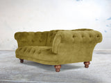 Oskar 2 Seat Chesterfield Sofa In Olive Vintage Velvet