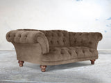 Oskar 2 Seat Chesterfield Sofa In Otter Vintage Velvet
