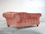 Oskar 2 Seat Chesterfield Sofa In Pink Blush Vintage Velvet