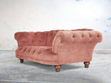 Oskar 2 Seat Chesterfield Sofa In Pink Blush Vintage Velvet