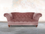 Oskar 2 Seat Chesterfield Sofa In Pink Lush Velvet