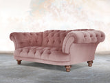 Oskar 2 Seat Chesterfield Sofa In Pink Lush Velvet