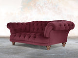 Oskar 2 Seat Chesterfield Sofa In Wine Lush Velvet