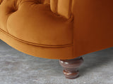 Oskar 3 Seat Chesterfield Sofa In Burnt Orange Lush Velvet