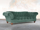 Oskar 3 Seat Chesterfield Sofa In Aqua Lush Velvet