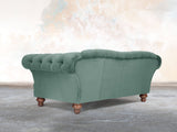 Oskar 3 Seat Chesterfield Sofa In Aqua Lush Velvet