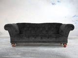 Oskar 3 Seat Chesterfield Sofa In Black Cat Vintage Velvet