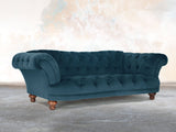 Oskar 3 Seat Chesterfield Sofa In Blue Lush Velvet