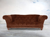 Oskar 3 Seat Chesterfield Sofa In Burnt Umber Vintage Velvet