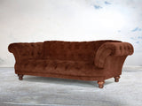Oskar 3 Seat Chesterfield Sofa In Burnt Umber Vintage Velvet