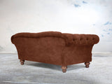 Oskar 3 Seat Chesterfield Sofa In Burnt Umber Vintage Velvet