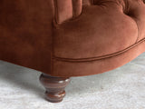 Oskar 3 Seat Chesterfield Sofa In Burnt Umber Vintage Velvet