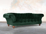 Oskar 3 Seat Chesterfield Sofa In Dark Green Lush Velvet