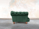 Oskar 3 Seat Chesterfield Sofa In Dark Green Lush Velvet