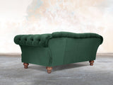 Oskar 3 Seat Chesterfield Sofa In Dark Green Lush Velvet