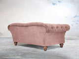 Oskar 3 Seat Chesterfield Sofa In Dusky Pink Vintage Velvet