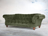 Oskar 3 Seat Chesterfield Sofa In Jade Vintage Velvet