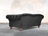 Oskar 3 Seat Chesterfield Sofa In Jet Black Lush Velvet