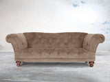 Oskar 3 Seat Chesterfield Sofa In Mocha Vintage Velvet