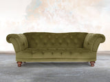 Oskar 3 Seat Chesterfield Sofa In Moss Lush Velvet