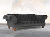 Oskar 3 Seat Chesterfield Sofa In Nickel Lush Velvet