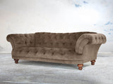 Oskar 3 Seat Chesterfield Sofa In Otter Vintage Velvet