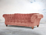 Oskar 3 Seat Chesterfield Sofa In Pink Blush Vintage Velvet
