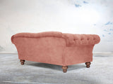 Oskar 3 Seat Chesterfield Sofa In Pink Blush Vintage Velvet