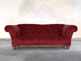 Oskar 3 Seat Chesterfield Sofa In Red Lush Velvet