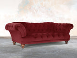 Oskar 3 Seat Chesterfield Sofa In Red Lush Velvet