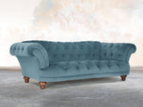 Oskar 3 Seat Chesterfield Sofa In Sky Lush Velvet
