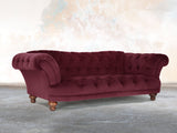 Oskar 3 Seat Chesterfield Sofa In Wine Lush Velvet
