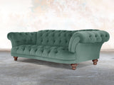 Oskar 4 Seat Chesterfield Sofa In Aqua Lush Velvet