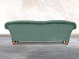 Oskar 4 Seat Chesterfield Sofa In Aqua Lush Velvet