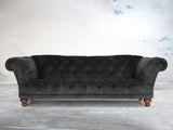 Oskar 4 Seat Chesterfield Sofa In Black Cat Vintage Velvet