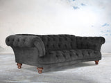 Oskar 4 Seat Chesterfield Sofa In Black Cat Vintage Velvet