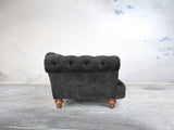 Oskar 4 Seat Chesterfield Sofa In Black Cat Vintage Velvet