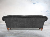 Oskar 4 Seat Chesterfield Sofa In Black Cat Vintage Velvet