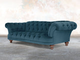 Oskar 4 Seat Chesterfield Sofa In Blue Lush Velvet