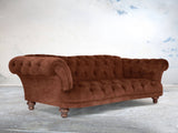 Oskar 4 Seat Chesterfield Sofa In Burnt Umber Vintage Velvet