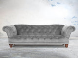 Oskar 4 Seat Chesterfield Sofa In Dove Vintage Velvet