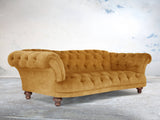 Oskar 4 Seat Chesterfield Sofa In Gold Vintage Velvet