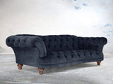 Oskar 4 Seat Chesterfield Sofa In Indigo Vintage Velvet
