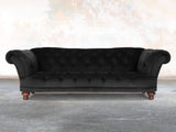 Oskar 4 Seat Chesterfield Sofa In Jet Black Lush Velvet