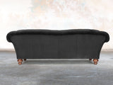Oskar 4 Seat Chesterfield Sofa In Jet Black Lush Velvet